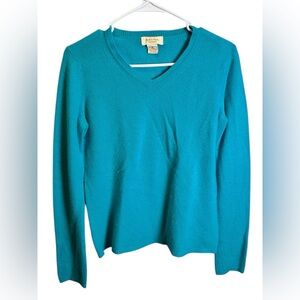 Peck & Peck 100% 2-Ply Cashmere Blue Vneck Sweater Size Medium